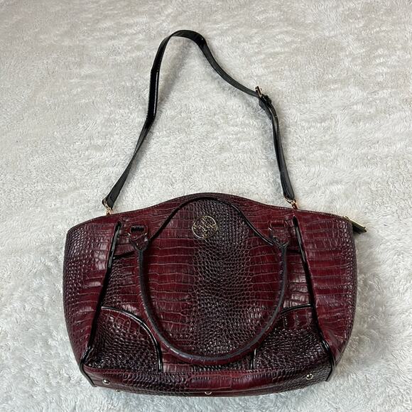 Stauer oxblood faux leather croc embossed alligator shoulder bag - Picture 3 of 11